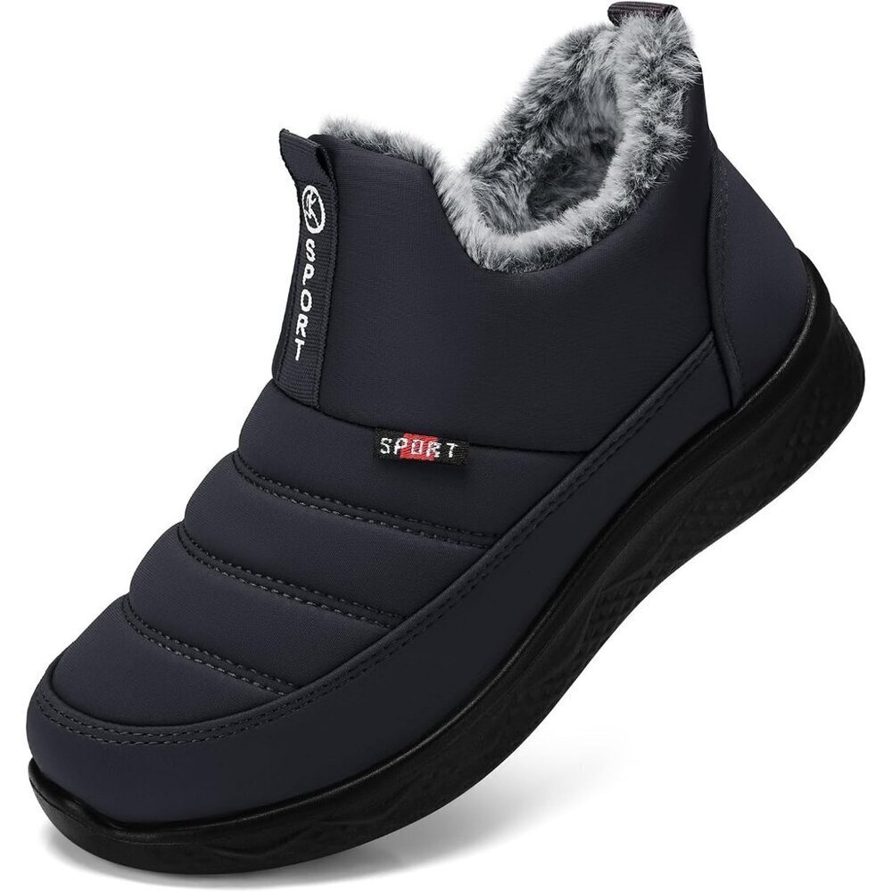 Women’s 03 Grey  Winter Snow Boots Fur Lined Waterproof Insulated Slip On Shoes